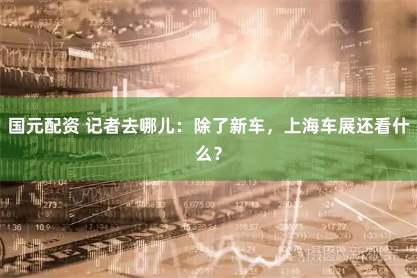 国元配资 记者去哪儿：除了新车，上海车展还看什么？