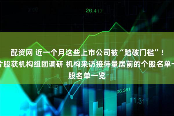 配资网 近一个月这些上市公司被“踏破门槛”!芯片股获机构组团调研 机构来访接待量居前的个股名单一览